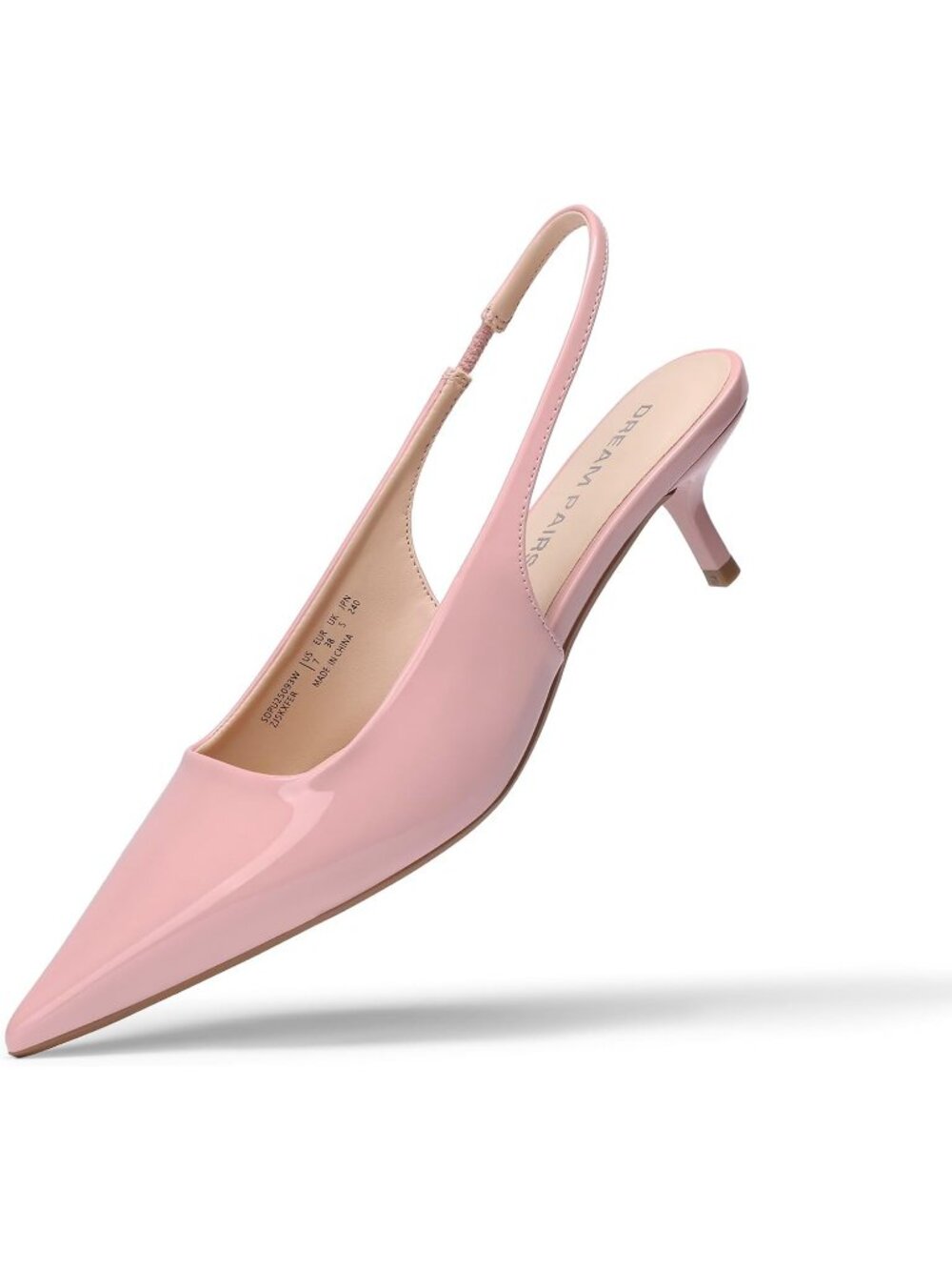 Women's Pink Slingback Kitten Heels Pumps Pointed Toe Casual Work Dress Shoes